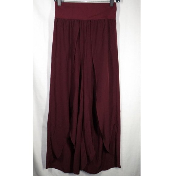 Breezeful Crimson High Waisted Split Leg Harem Pants, Pocket - Picture 4 of 10